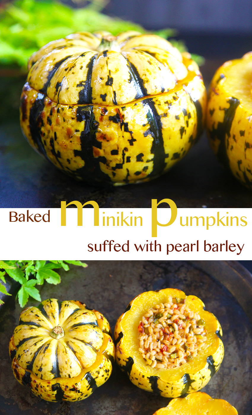 stuffed minikin pumpkins with pearl barley