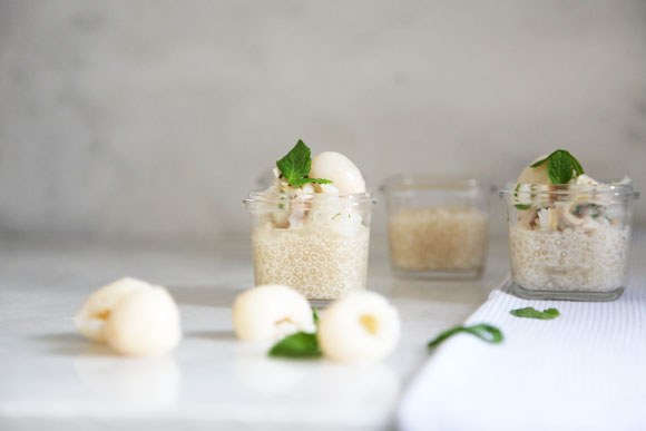 Ginger Tapioca with Lychees and mint