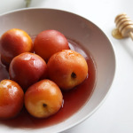 Nectarines poached in honey and black pepper