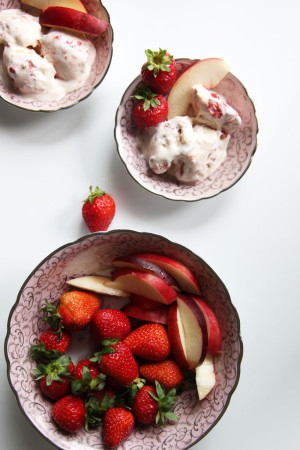 Roasted Strawberry and Orange Blossom Water Ice Cream