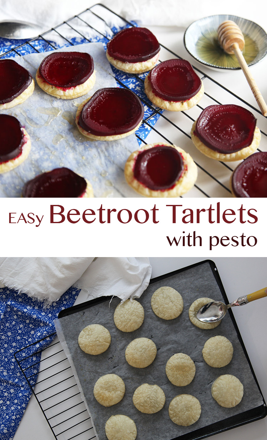 Easy beetroot and pesto tartlets