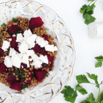 lentil, beetroot and goats cheeses salad