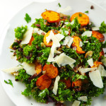 Sweet Potato, Kale and Crispy Onion Salad with Parsley Vinaigrette