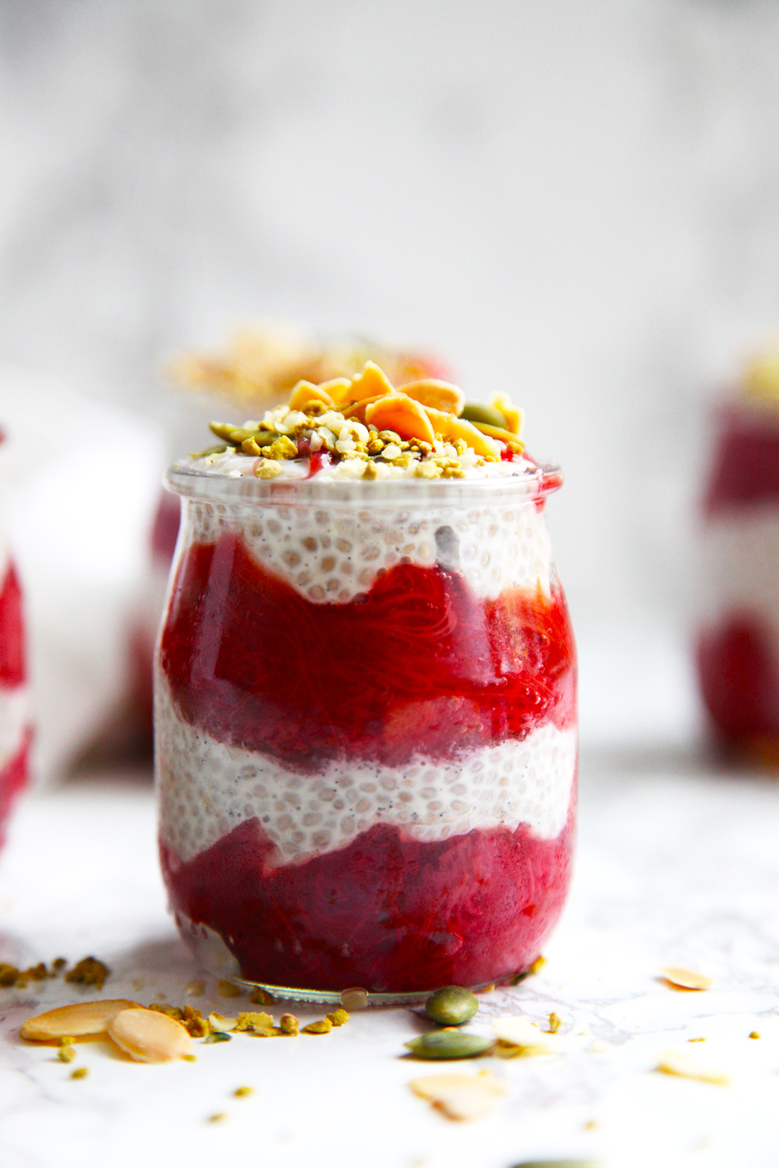Roasted rhubarb chia pots make the perfect breakfast or healthy dessert