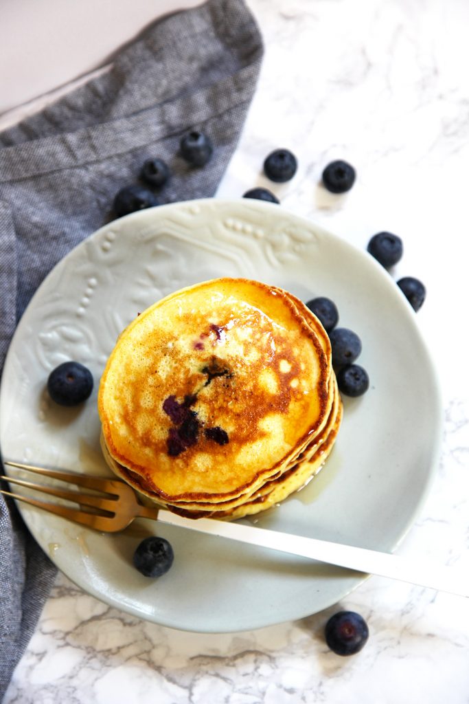 My healthyish ricotta pancakes are simple to make and are light and fluffy. Made using wholemeal flour, eggs, milk, fresh ricotta and baking powder. That's it.