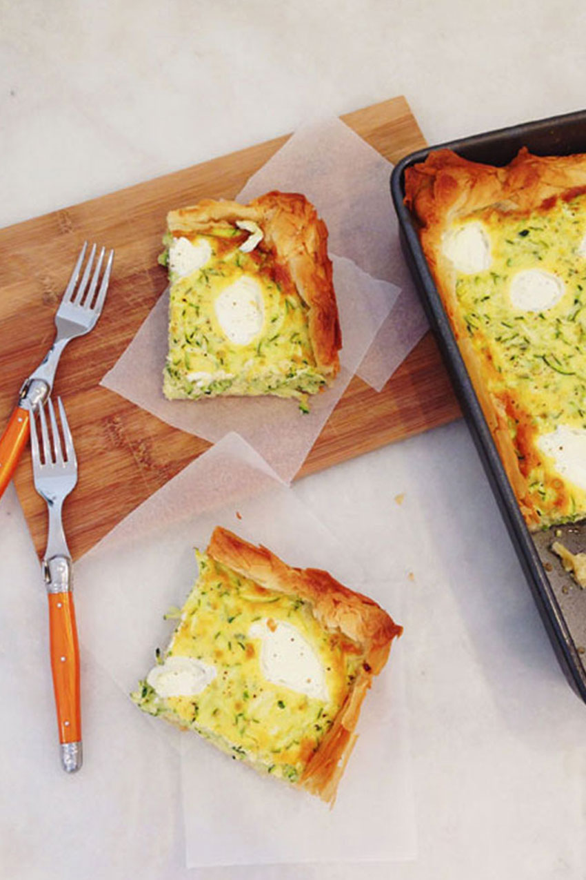 zucchini and goats curd tart - simple and makes a great lunch or light dinner