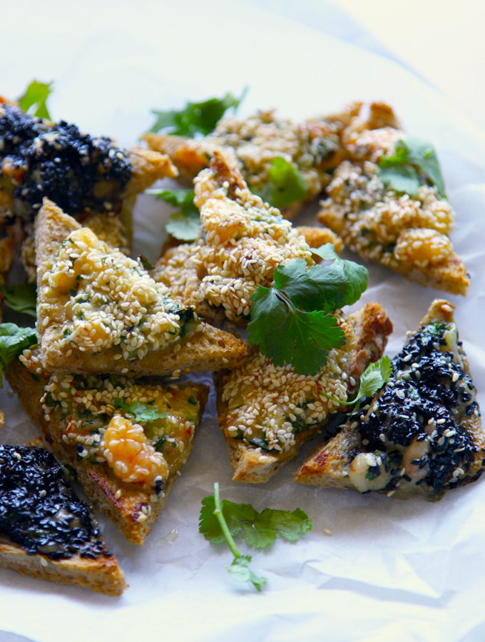 Chunky Sesame Prawn Toasts - delicious, crunchy, tasty little triangles