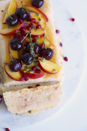Nectarine and Honey Semifreddo with fresh seasonal fruit - easy to make and a perfect for the whole family