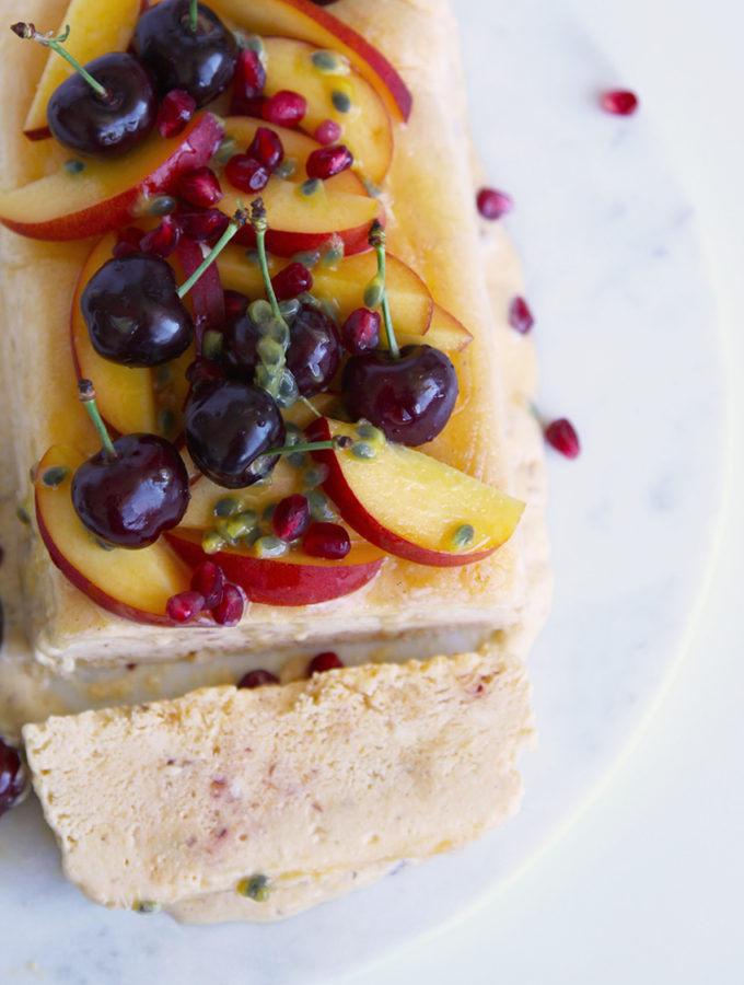 Nectarine and Honey Semifreddo with fresh seasonal fruit - easy to make and a perfect for the whole family
