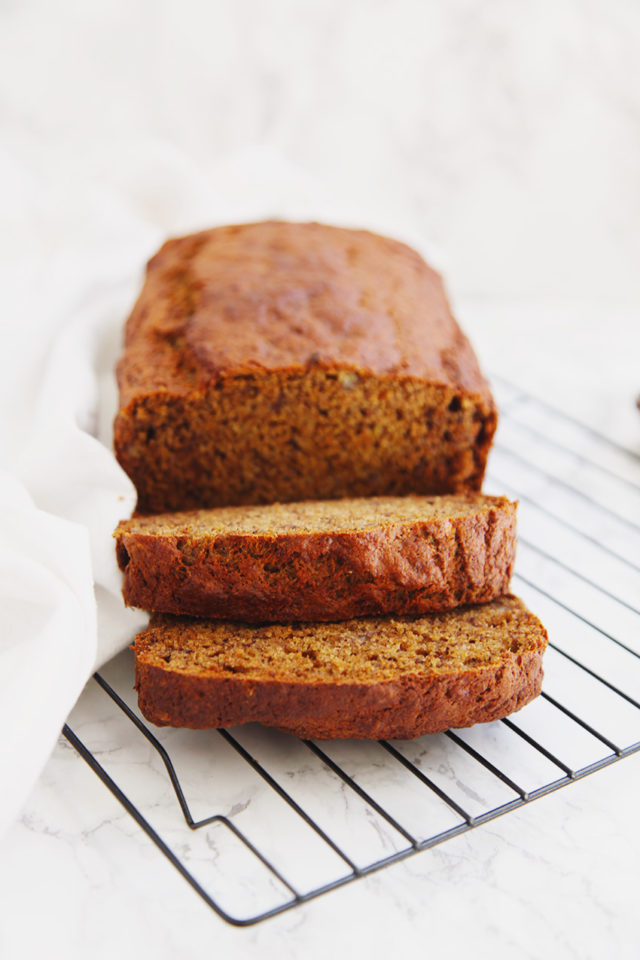 Light and fluffy wholewheat healthy banana bread. Its also refined sugar-free and delicious!