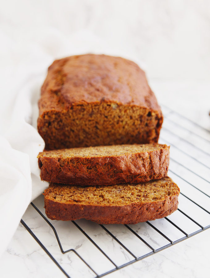 Light and fluffy wholewheat healthy banana bread. Its also refined sugar-free and delicious!