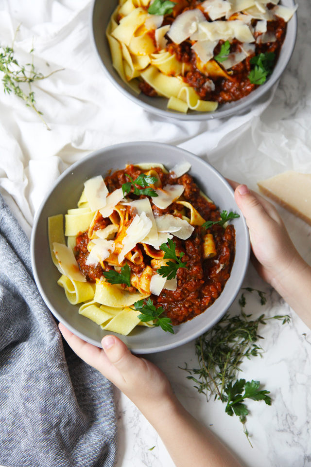 Pappardelle bolognese with lots of hidden vegetables - perfect for fussy kids
